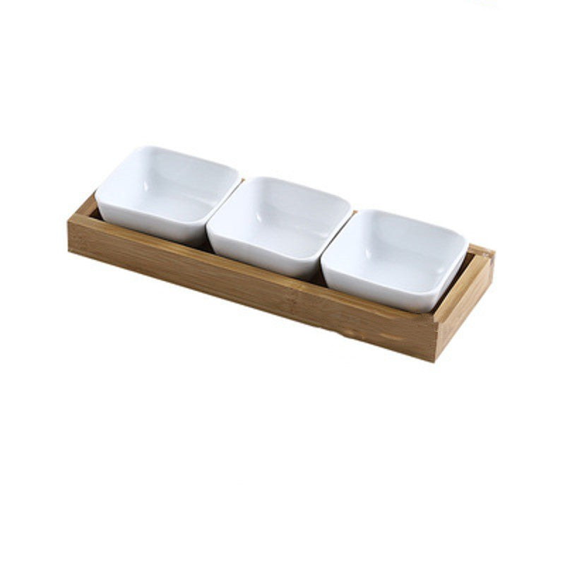 Ceramic Serving Plates with Bamboo Tray – alternate view 9