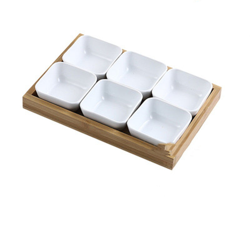 Ceramic Serving Plates with Bamboo Tray – alternate view 11