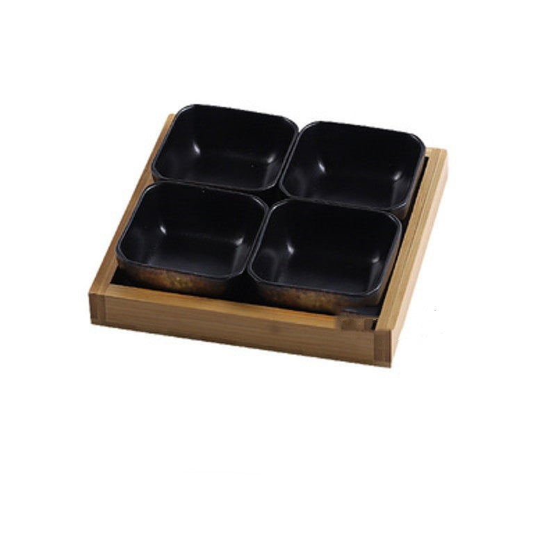 Ceramic Serving Plates with Bamboo Tray – b3
