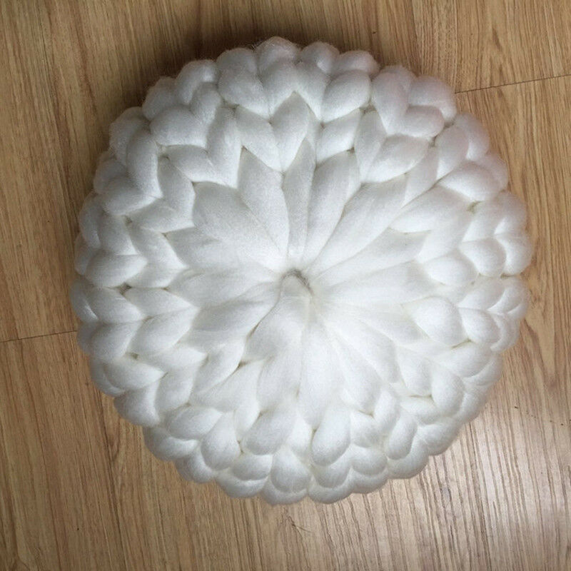 Handwoven Nordic Throw Pillow – White, 30x30cm