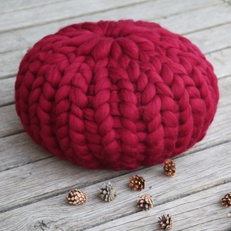 Handwoven Nordic Throw Pillow – Wine Red, 30x30cm