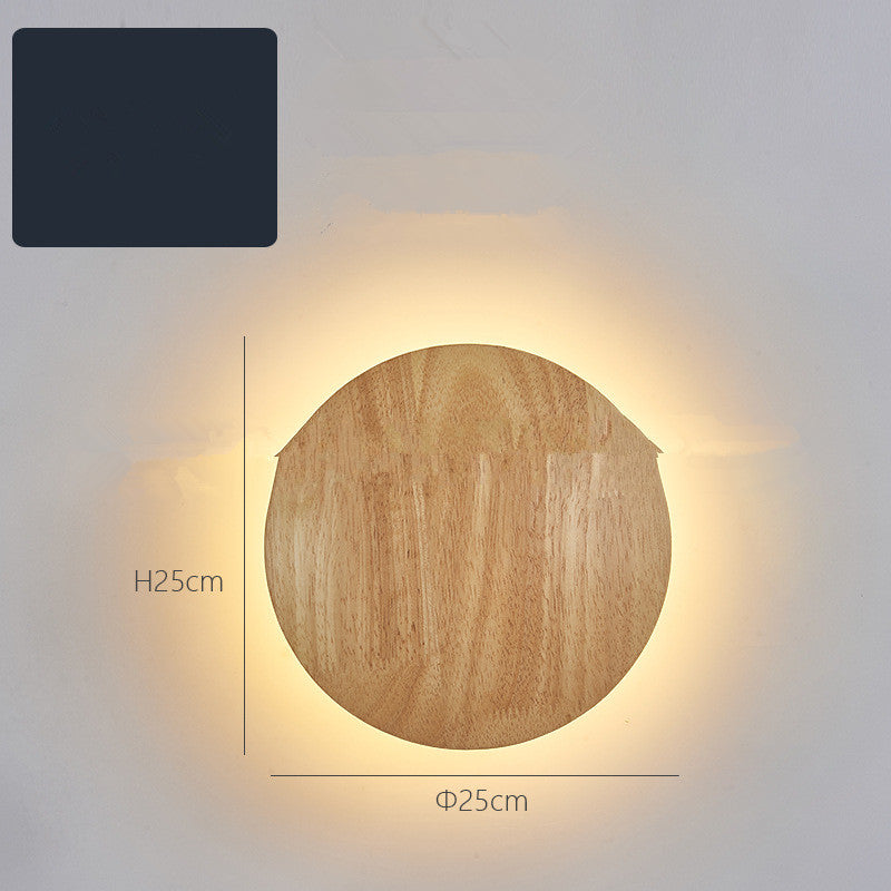 Wood Accent Wall Lamp – Round, Warm light, S