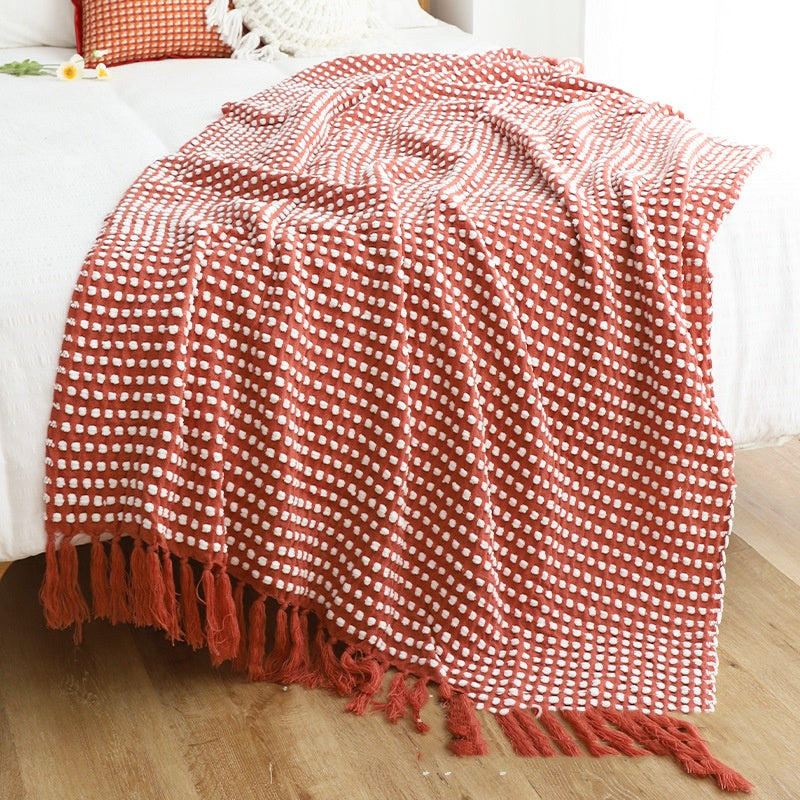 Chenille Knit Throw Blanket – Lemon Yellow, 127x220 Including Tassels